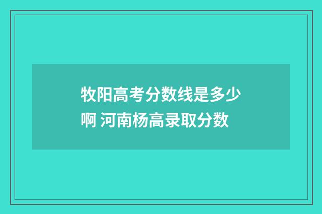 牧阳高考分数线是多少啊 河南杨高录取分数