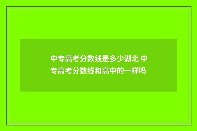 中专高考分数线是多少湖北 中专高考分数线和高中的一样吗