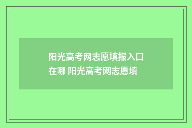 阳光高考网志愿填报入口在哪 阳光高考网志愿填