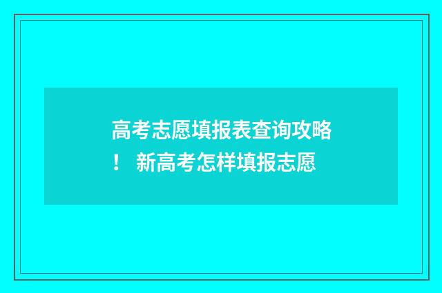 高考志愿填报表查询攻略！ 新高考怎样填报志愿