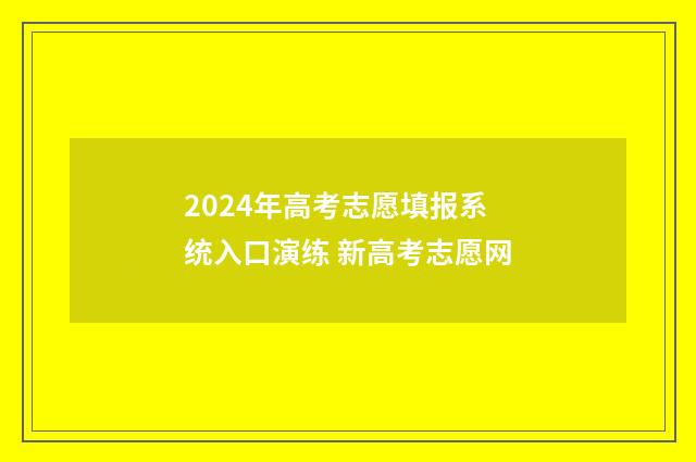 2024年高考志愿填报系统入口演练 新高考志愿网
