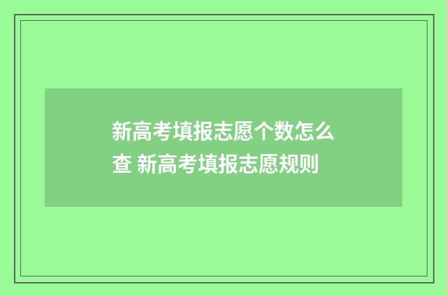新高考填报志愿个数怎么查 新高考填报志愿规则
