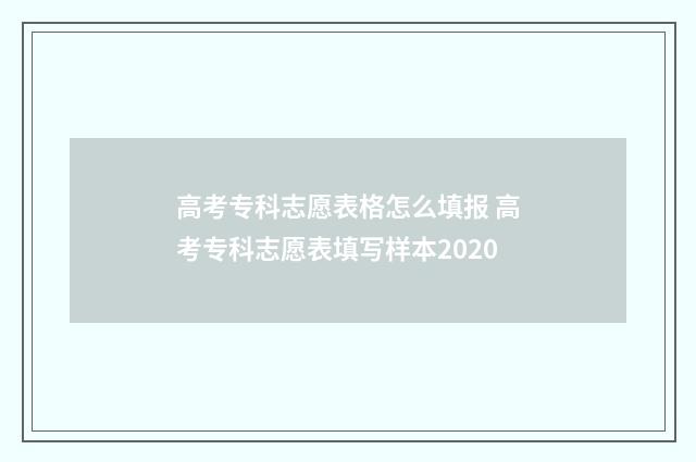 高考专科志愿表格怎么填报 高考专科志愿表填写样本2020
