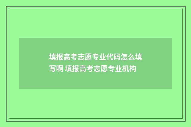 填报高考志愿专业代码怎么填写啊 填报高考志愿专业机构