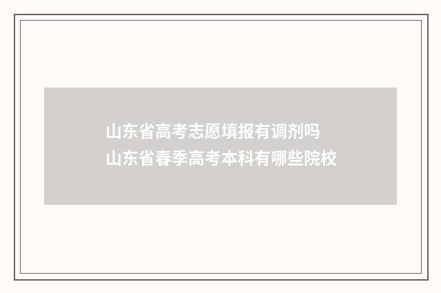 山东省高考志愿填报有调剂吗 山东省春季高考本科有哪些院校