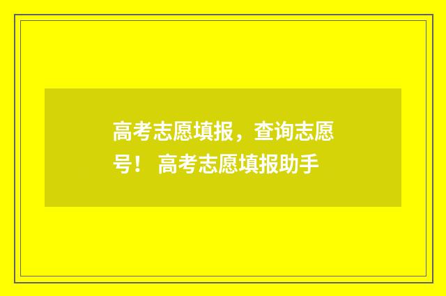 高考志愿填报，查询志愿号！ 高考志愿填报助手