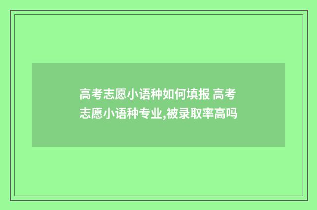 高考志愿小语种如何填报 高考志愿小语种专业,被录取率高吗