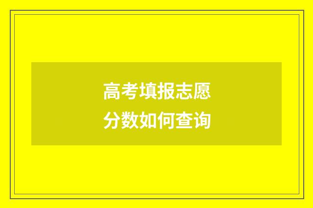 高考填报志愿分数如何查询