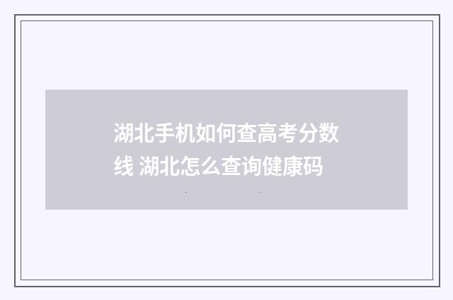 湖北手机如何查高考分数线 湖北怎么查询健康码