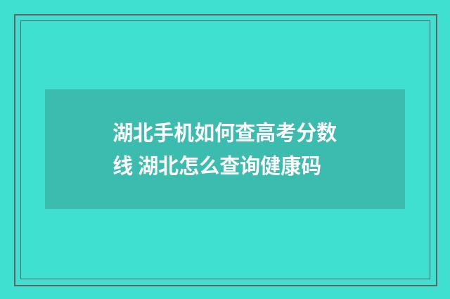 湖北手机如何查高考分数线 湖北怎么查询健康码