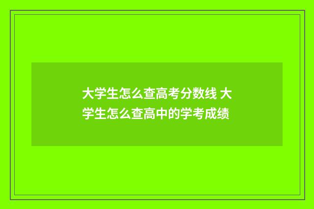 大学生怎么查高考分数线 大学生怎么查高中的学考成绩