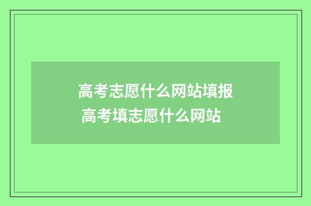 高考志愿什么网站填报 高考填志愿什么网站
