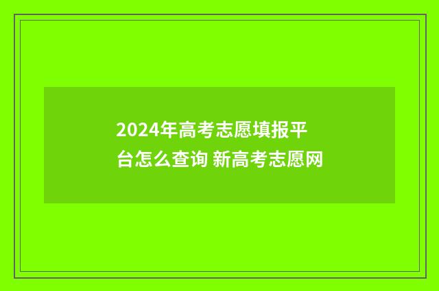 2024年高考志愿填报平台怎么查询 新高考志愿网