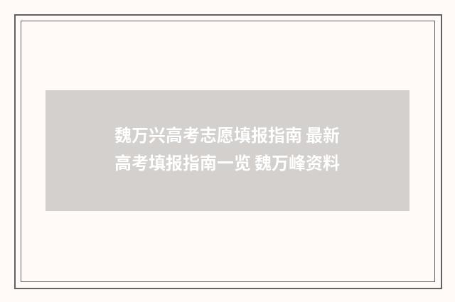 魏万兴高考志愿填报指南 最新高考填报指南一览 魏万峰资料