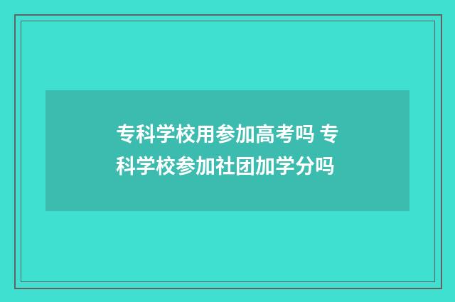 专科学校用参加高考吗 专科学校参加社团加学分吗