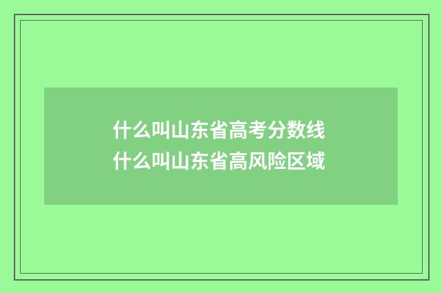 什么叫山东省高考分数线 什么叫山东省高风险区域