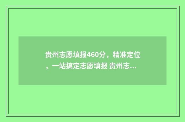 贵州志愿填报460分，精准定位，一站搞定志愿填报 贵州志愿填报辅助系统