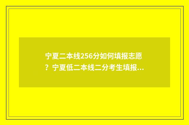 宁夏二本线256分如何填报志愿？宁夏低二本线二分考生填报志愿攻略 宁夏二本分数线预测