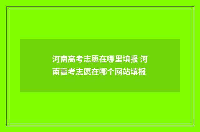 河南高考志愿在哪里填报 河南高考志愿在哪个网站填报