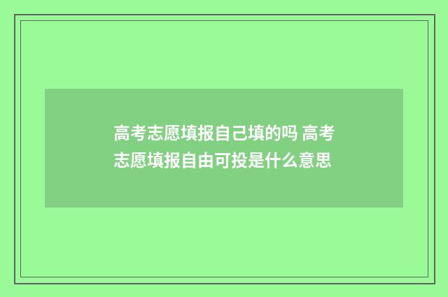 高考志愿填报自己填的吗 高考志愿填报自由可投是什么意思