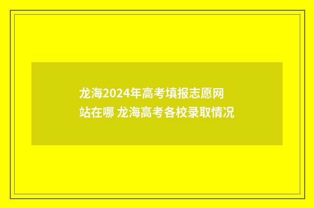 龙海2024年高考填报志愿网站在哪 龙海高考各校录取情况
