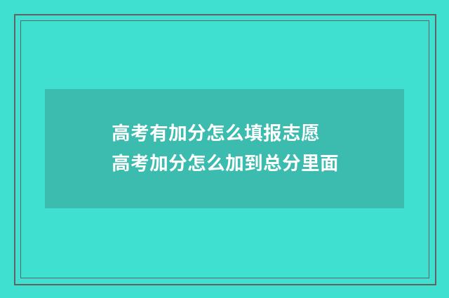 高考有加分怎么填报志愿 高考加分怎么加到总分里面