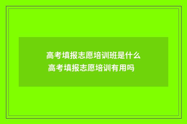 高考填报志愿培训班是什么 高考填报志愿培训有用吗