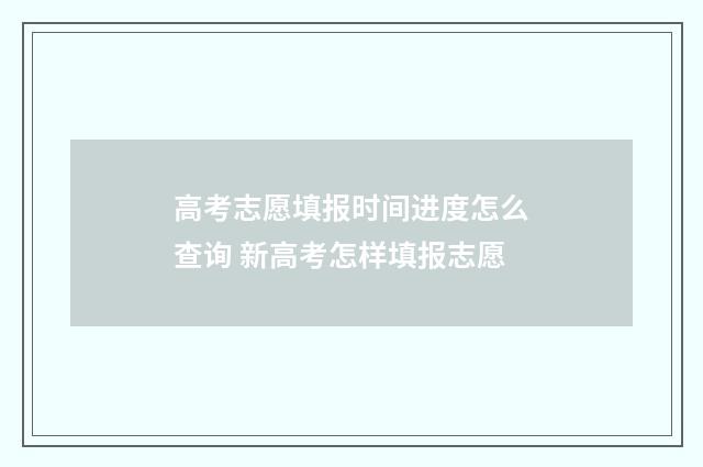 高考志愿填报时间进度怎么查询 新高考怎样填报志愿