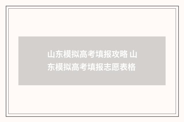 山东模拟高考填报攻略 山东模拟高考填报志愿表格
