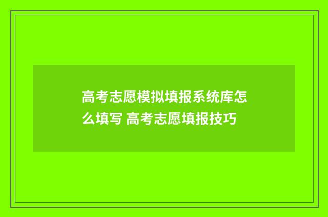 高考志愿模拟填报系统库怎么填写 高考志愿填报技巧