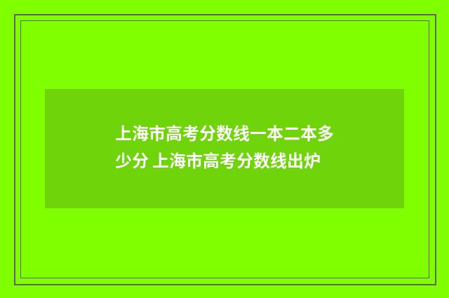 上海市高考分数线一本二本多少分 上海市高考分数线出炉