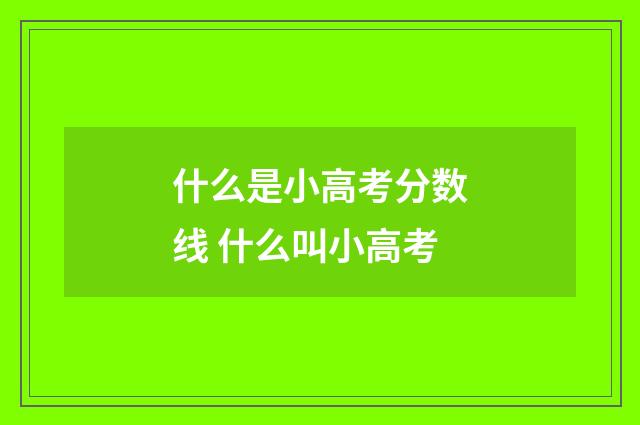 什么是小高考分数线 什么叫小高考