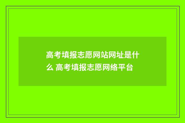 高考填报志愿网站网址是什么 高考填报志愿网络平台