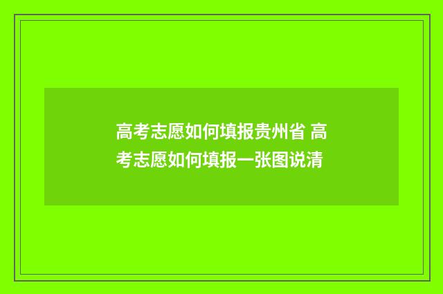 高考志愿如何填报贵州省 高考志愿如何填报一张图说清