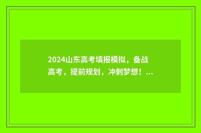 2024山东高考填报模拟，备战高考，提前规划，冲刺梦想！ 2024山东高考填报志愿指南电子版