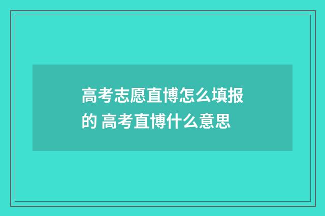 高考志愿直博怎么填报的 高考直博什么意思