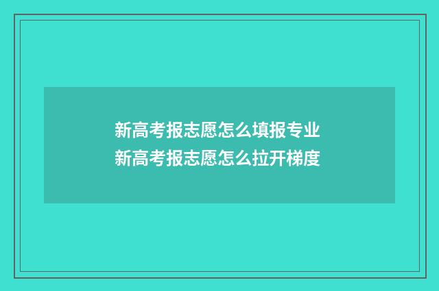 新高考报志愿怎么填报专业 新高考报志愿怎么拉开梯度