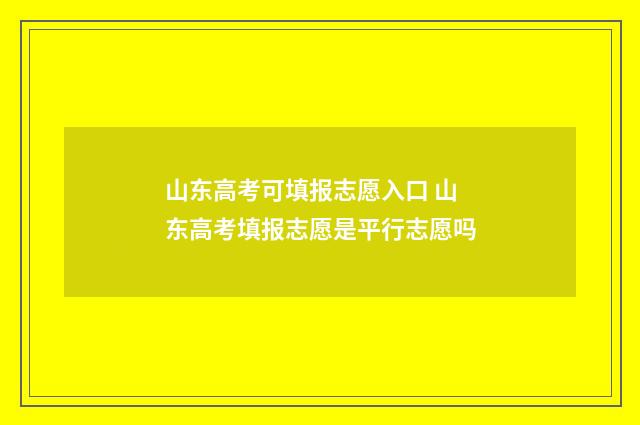 山东高考可填报志愿入口 山东高考填报志愿是平行志愿吗
