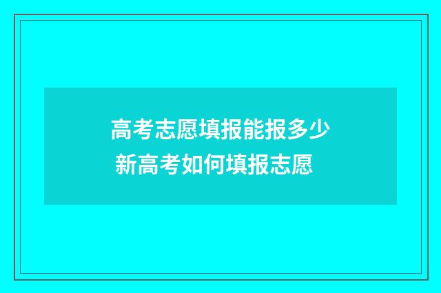 高考志愿填报能报多少 新高考如何填报志愿