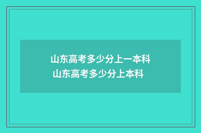 山东高考多少分上一本科 山东高考多少分上本科