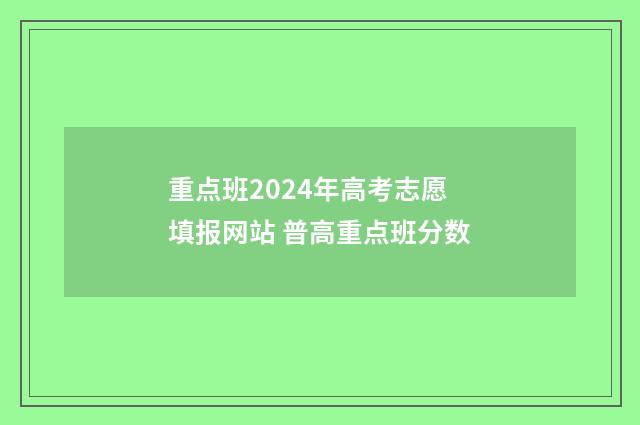 重点班2024年高考志愿填报网站 普高重点班分数