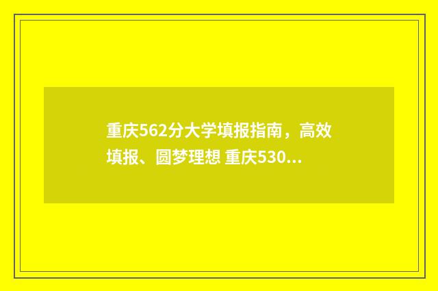 重庆562分大学填报指南,高效填报、圆梦理想 重庆530分的大学