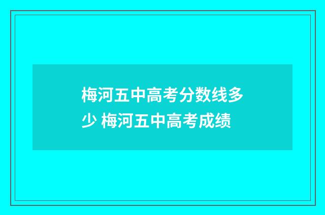梅河五中高考分数线多少 梅河五中高考成绩