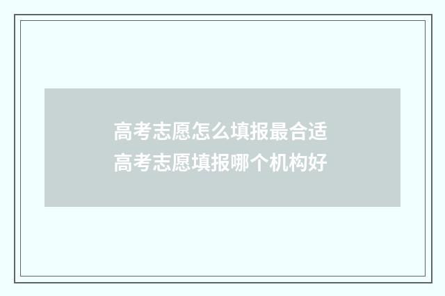 高考志愿怎么填报最合适 高考志愿填报哪个机构好
