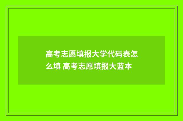 高考志愿填报大学代码表怎么填 高考志愿填报大蓝本