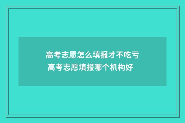 高考志愿怎么填报才不吃亏 高考志愿填报哪个机构好