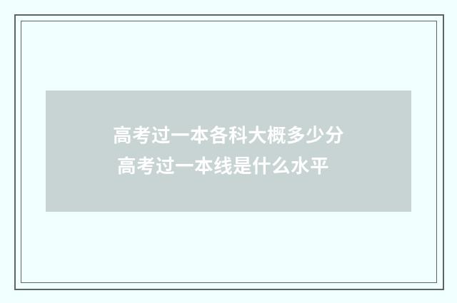 高考过一本各科大概多少分 高考过一本线是什么水平