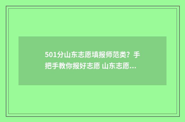 501分山东志愿填报师范类？手把手教你报好志愿 山东志愿填报录取