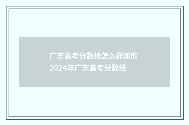 广东高考分数线怎么样加的 2024年广东高考分数线