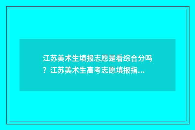 江苏美术生填报志愿是看综合分吗？江苏美术生高考志愿填报指南 江苏美术生填报大专怎么填